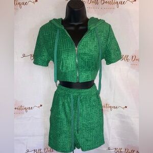 Green Cozy Shorts Set